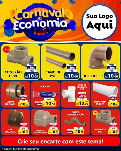 Modelo de Rede Social para Feed Instagram com o tema Carnaval da Economia para Tubos e conexões