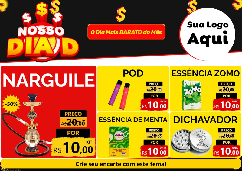 Modelo de Encarte para Encarte A4 Horizontal com o tema Nosso Dia D para Tabacaria