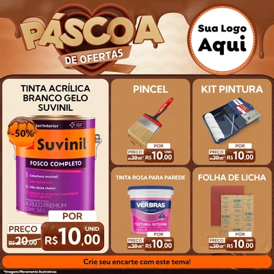 Modelo de Rede Social para Feed Facebook com o tema Páscoa de Ofertas para Tintas e Ferramentas