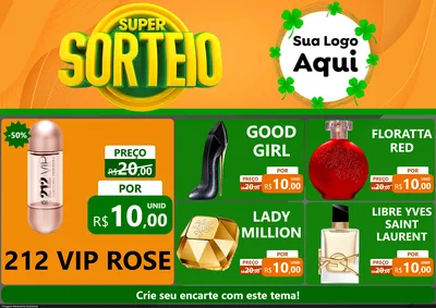 Modelo de Encarte para Encarte A4 Horizontal com o tema Super Sorteio para Perfumes