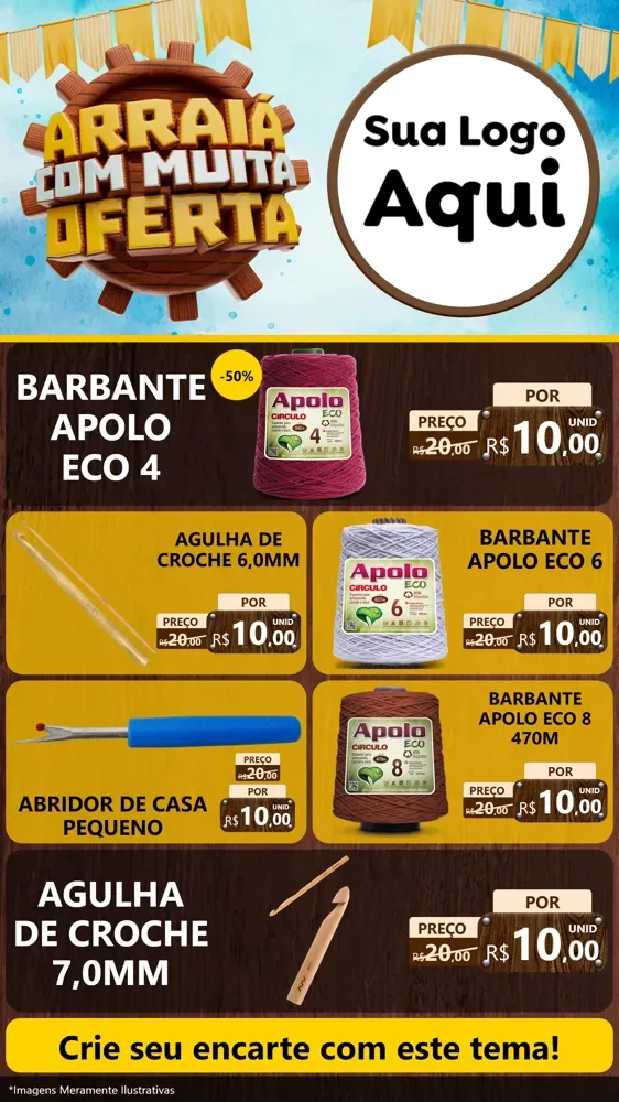 Modelo de TV para TV Vertical com o tema Ofertas de São João - Junina para Armarinho e Aviamentos