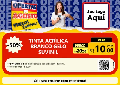 Modelo de Cartaz para Cartaz A4 Horizontal com o tema Ofertas de Agosto - Preços Incríveis para Tintas e Ferramentas