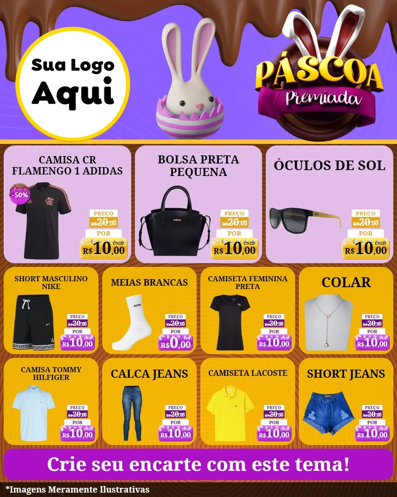 Modelo de Rede Social para Feed Instagram com o tema Páscoa Premiada para Roupas e acessórios