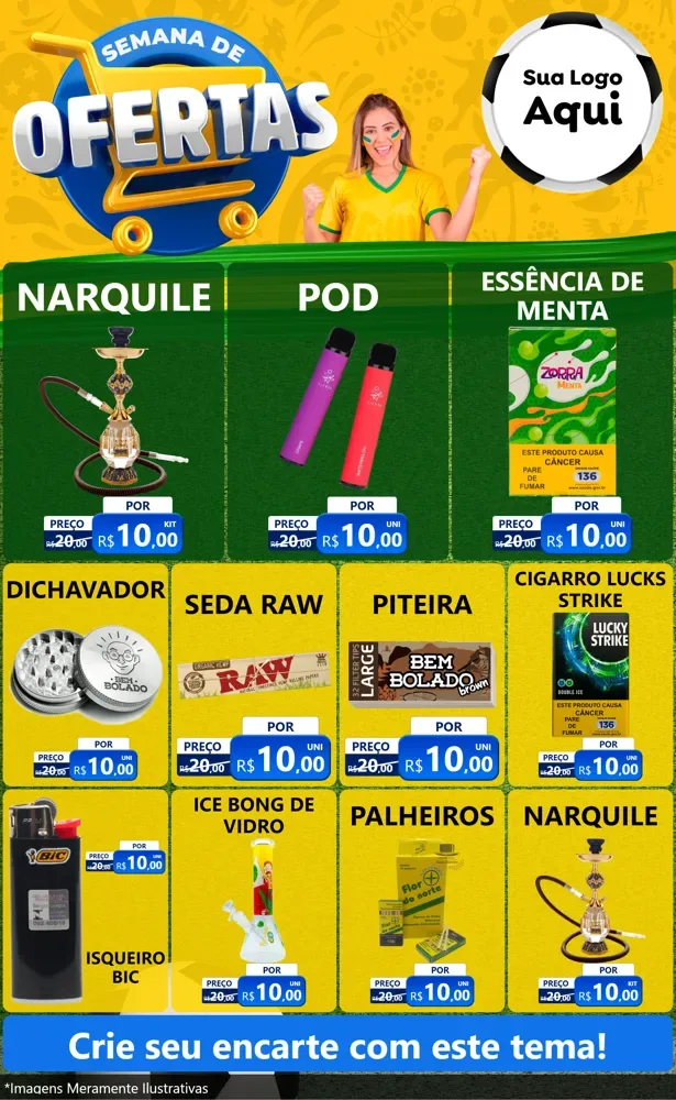 Modelo de Encarte para Encarte Grande com o tema Semana de Ofertas - Copa para Tabacaria