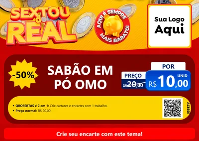 Modelo de Cartaz para Cartaz A4 Horizontal com o tema Sextou do Real para Produtos de Limpeza