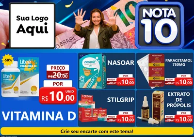 Modelo de Encarte para Encarte A4 Horizontal com o tema Nota 10 para Farmácia