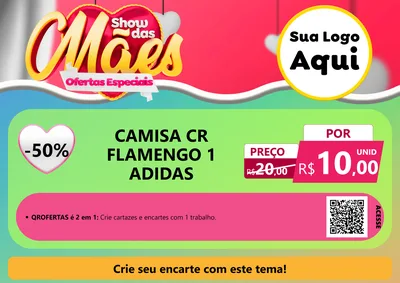 Modelo de Cartaz para Cartaz A4 Horizontal com o tema Show das Mães - Ofertas Especiais para Roupas e acessórios