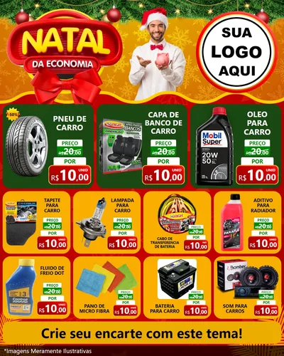 Modelo de Rede Social para Feed Instagram com o tema Natal da Economia para Auto peças