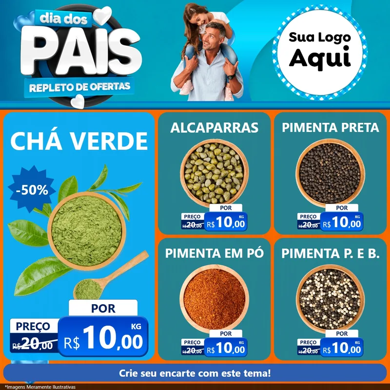 Modelo de Rede Social para Feed Facebook com o tema Dia Dos Pais Repleto de Ofertas para Produtos Naturais