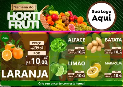 Modelo de Encarte para Encarte A4 Horizontal com o tema Semana do Hortifrúti para Hortifrúti