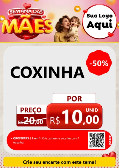 Modelo de Cartaz para Cartaz A4 Vertical com o tema Semana das Mães para Salgadaria