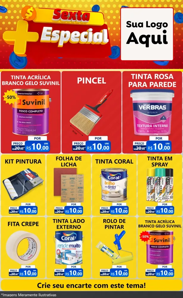Modelo de Encarte para Encarte Grande com o tema Sexta Mais Especial para Tintas e Ferramentas