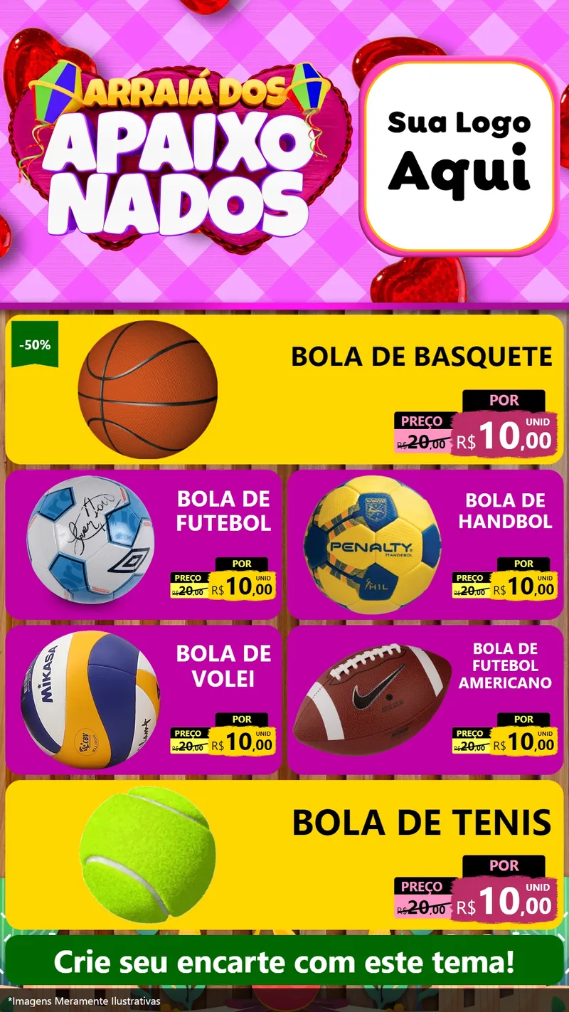 Modelo de TV para TV Vertical com o tema Arraiá dos Apaixonados para Artigos Esportivos