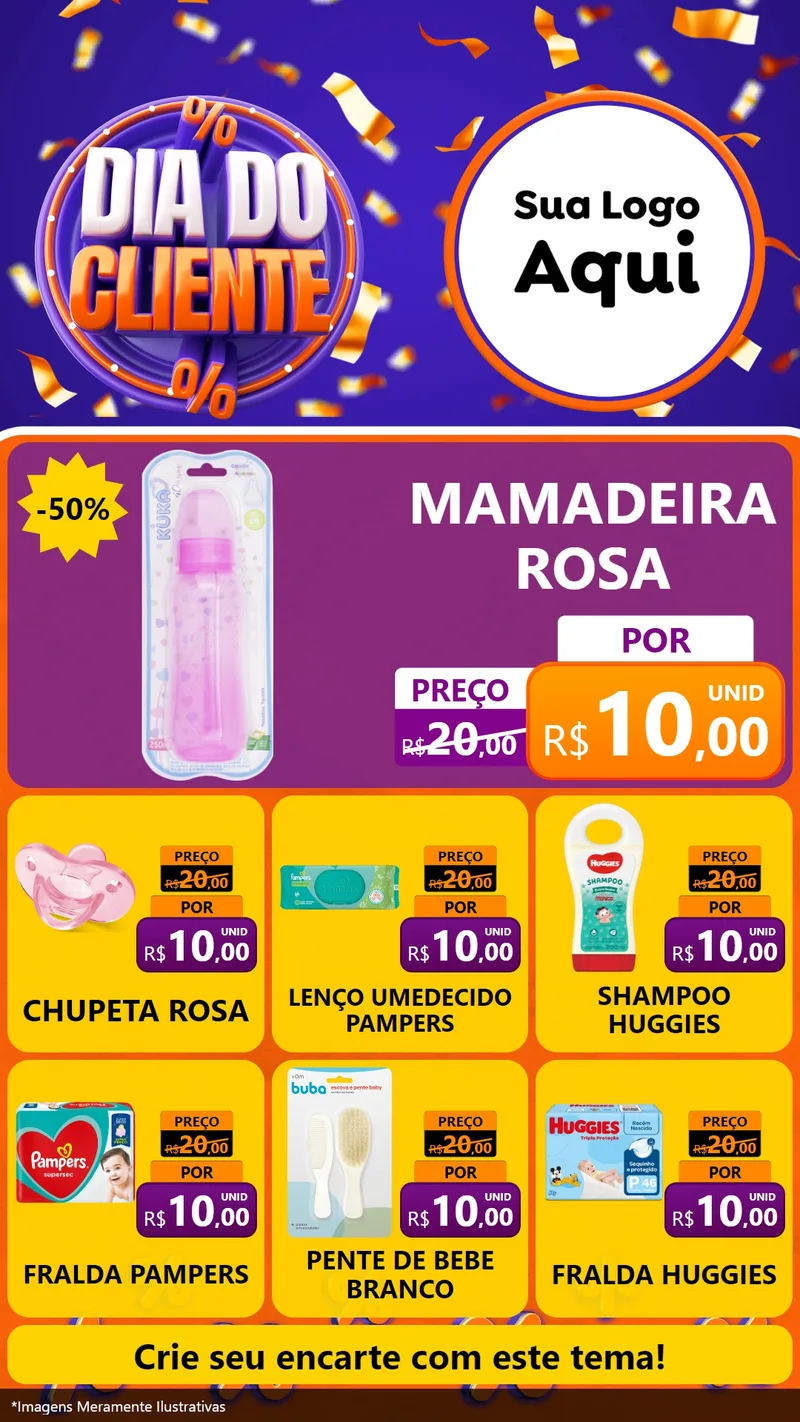 Modelo de Rede Social para Stories com o tema Dia do Cliente para Bebês