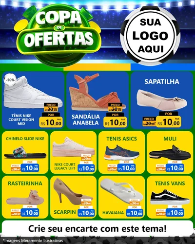Modelo de Rede Social para Feed Instagram com o tema Copa de Ofertas para Calçados