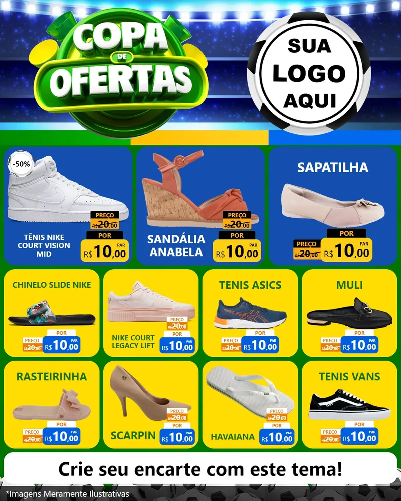 Modelo de Rede Social para Feed Instagram com o tema Copa de Ofertas para Calçados