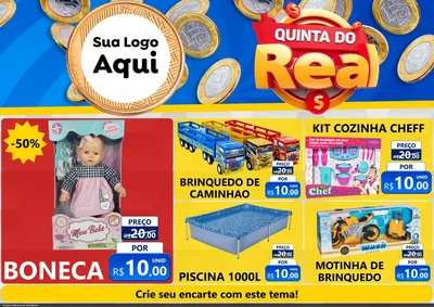 Modelo de Encarte para Encarte A4 Horizontal com o tema Quinta do Real para Brinquedos