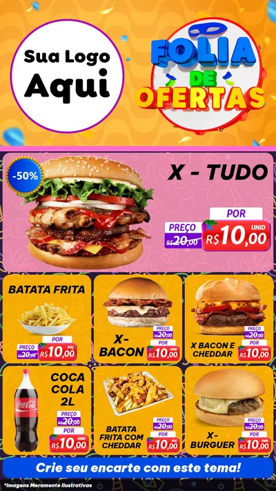Modelo de Rede Social para Stories com o tema Folia de Ofertas para Hamburgueria