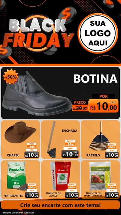 Modelo de Rede Social para Stories com o tema Black Friday para Agropecuária