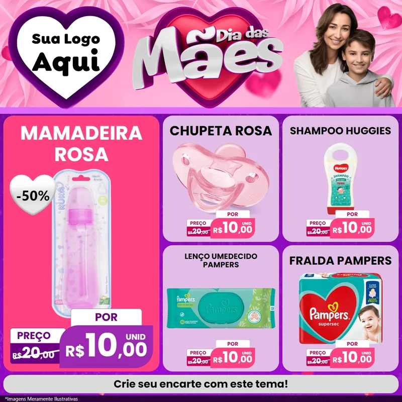 Modelo de Rede Social para Feed Facebook com o tema Dia das Mães para Bebês