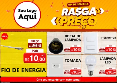 Modelo de Encarte para Encarte A4 Horizontal com o tema Fim de Semana Rasga Preços para Materiais Elétricos