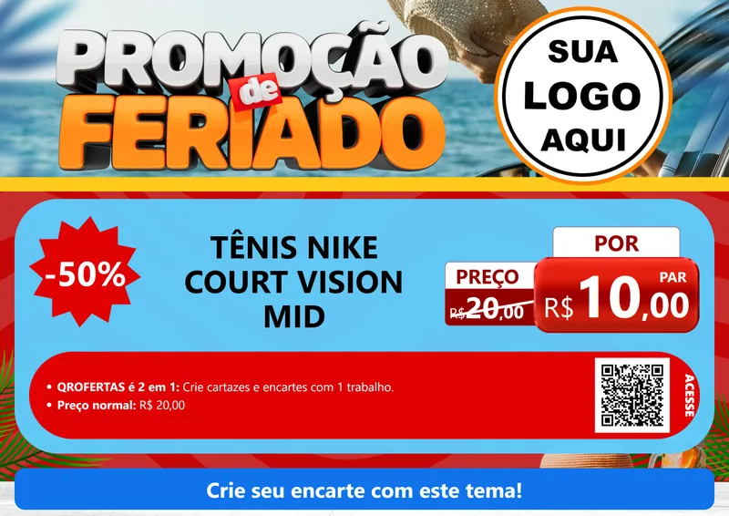 Modelo de Cartaz para Cartaz A4 Horizontal com o tema Promoção de Feriado para Calçados