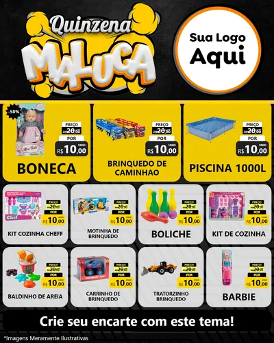 Modelo de Rede Social para Feed Instagram com o tema Quinzena Maluca para Brinquedos