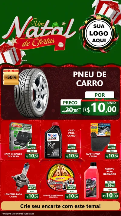 Modelo de Rede Social para Stories com o tema Um Natal de Ofertas para Auto peças