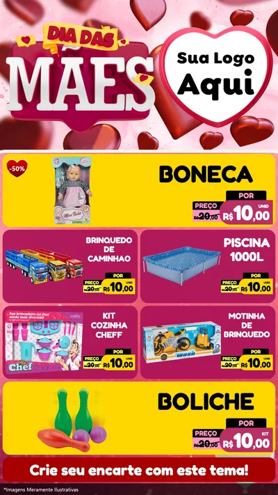 Modelo de TV para TV Vertical com o tema Dia Das Mães para Brinquedos