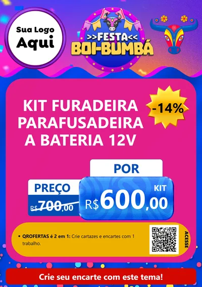 Modelo de Cartaz para Cartaz A4 Vertical com o tema Festa Boi-Bumbá para Maquinas e Ferramentas