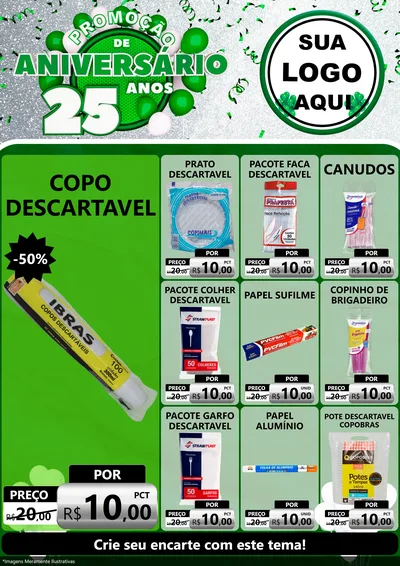 Modelo de Encarte para Encarte A4 Vertical com o tema Promoção de Aniversário - 25 Anos para Embalagens