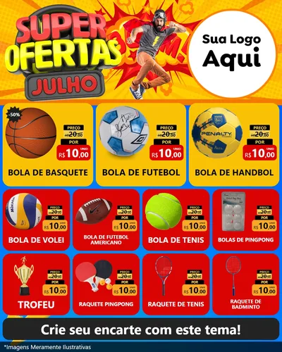 Modelo de Rede Social para Feed Instagram com o tema Super Ofertas Julho para Artigos Esportivos