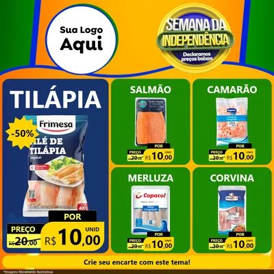 Modelo de Rede Social para Feed Facebook com o tema Semana da Independência Declaramos Preços Baixos para Peixaria