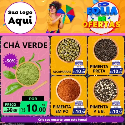 Modelo de Rede Social para Feed Facebook com o tema Folia de Ofertas para Produtos Naturais