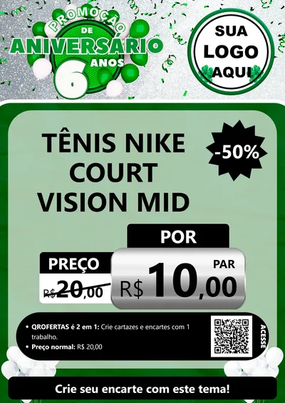 Modelo de Cartaz para Cartaz A4 Vertical com o tema Promoção de Aniversário - 6 Anos para Calçados