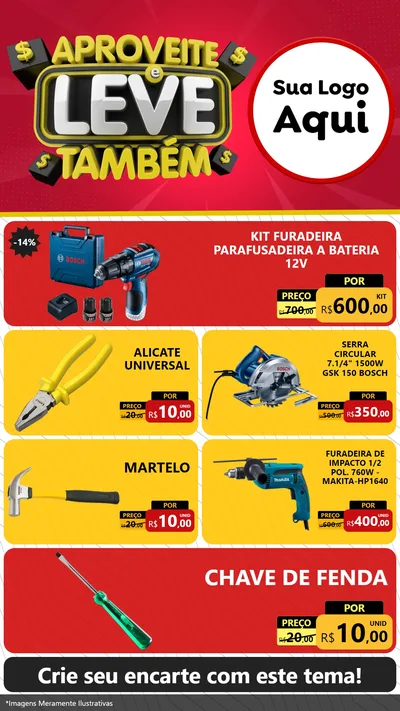 Modelo de TV para TV Vertical com o tema Aproveite e Leve Também para Maquinas e Ferramentas