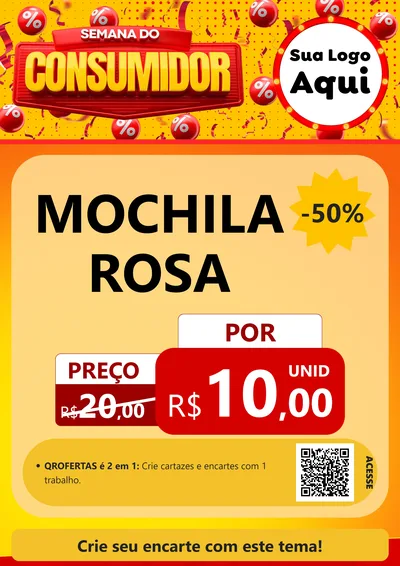 Modelo de Cartaz para Cartaz A4 Vertical com o tema Semana do Consumidor para Papelaria