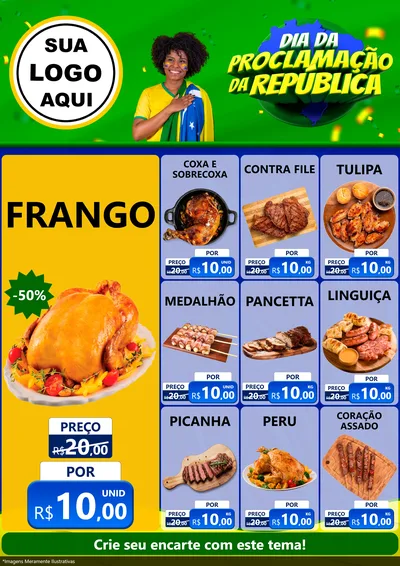 Modelo de Encarte para Encarte A4 Vertical com o tema Dia Da Proclamação Da República para Assados