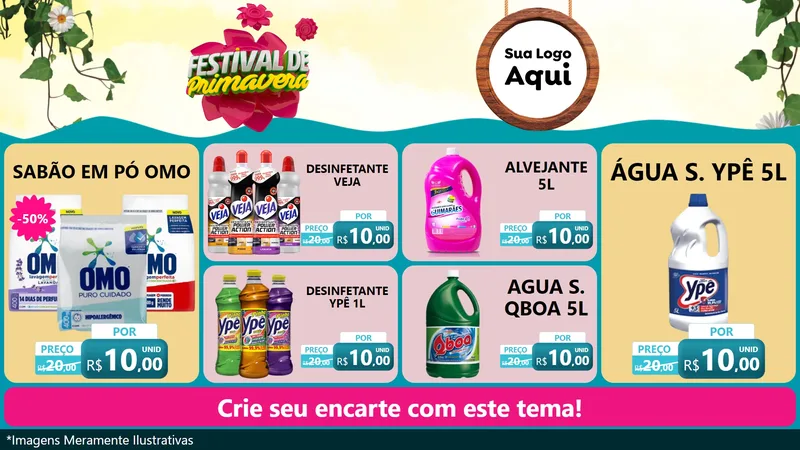 Modelo de TV para TV Horizontal com o tema Festival de Primavera para Produtos de Limpeza
