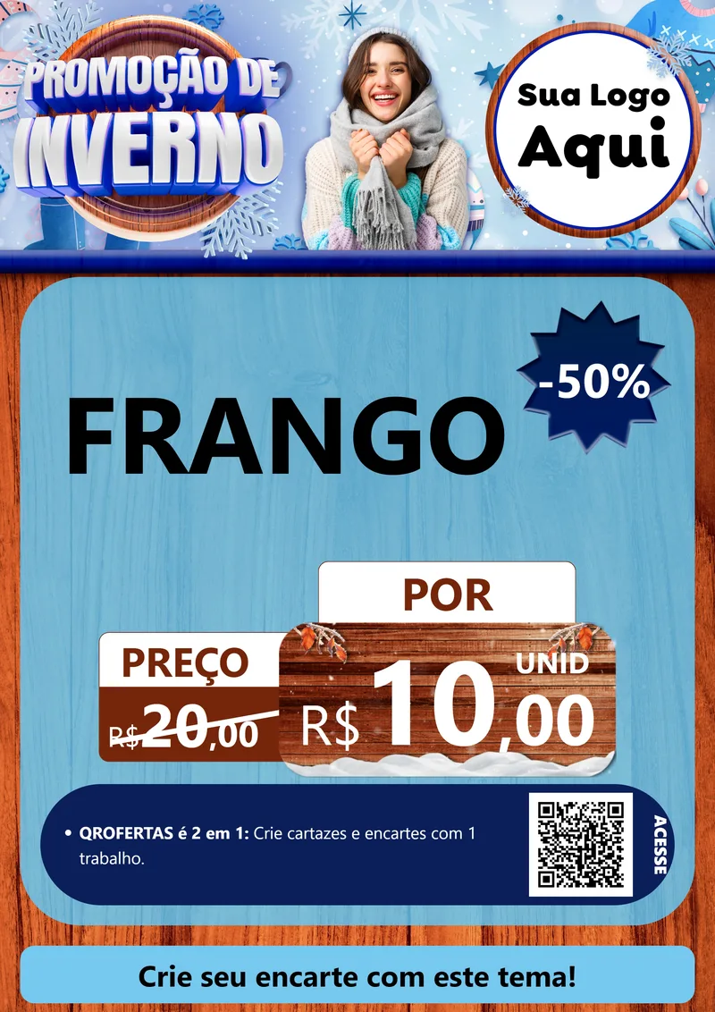 Modelo de Cartaz para Cartaz A4 Vertical com o tema Promoção de Inverno para Assados