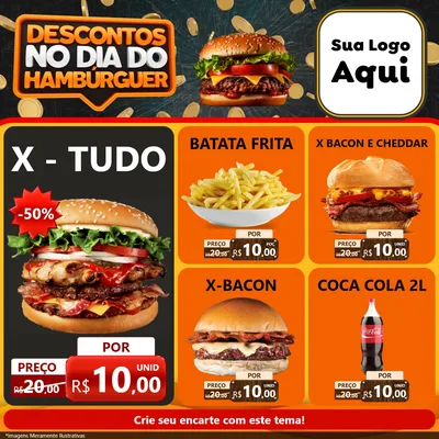 Modelo de Rede Social para Feed Facebook com o tema Descontos No Dia Do Hambúrguer para Hamburgueria