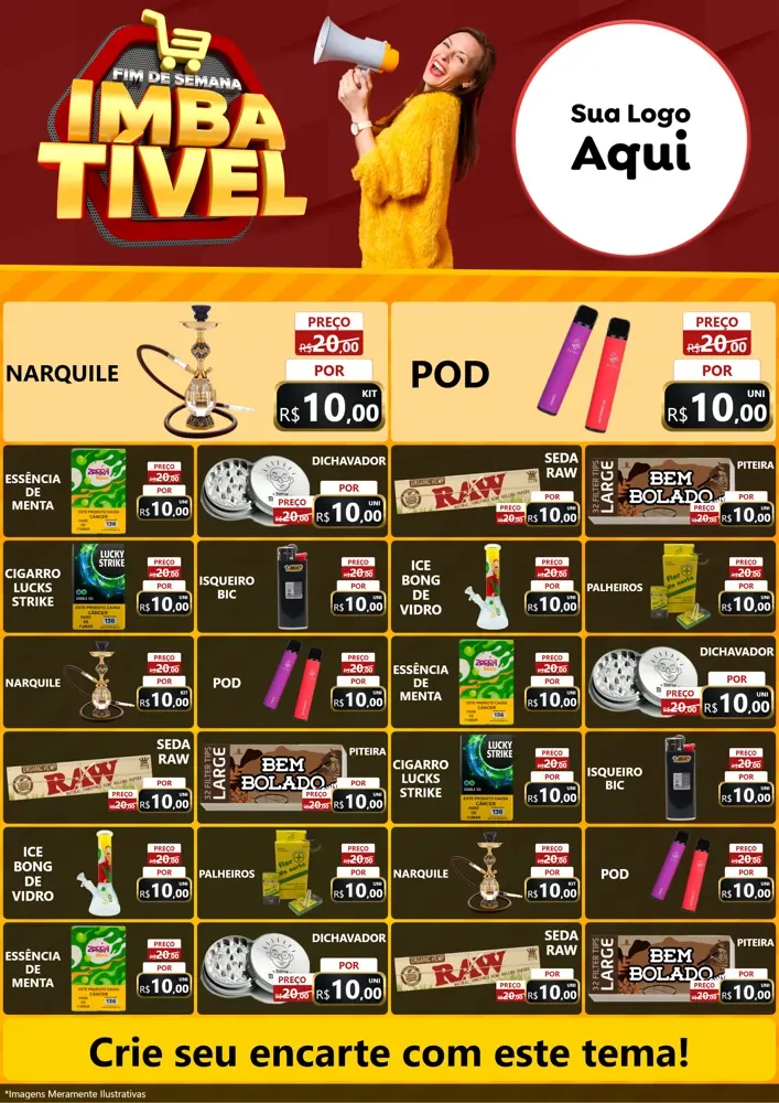 Modelo de Encarte para Encarte A4 Vertical com o tema Fim de Semana Imbatível para Tabacaria