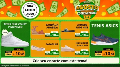 Modelo de TV para TV Horizontal com o tema Comece Agosto Economizando para Calçados