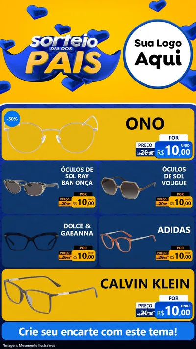 Modelo de TV para TV Vertical com o tema Sorteio Dia dos Pais para Óticas