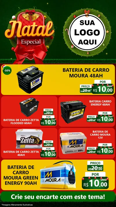 Modelo de TV para TV Vertical com o tema Natal Especial para Baterias Elétricas