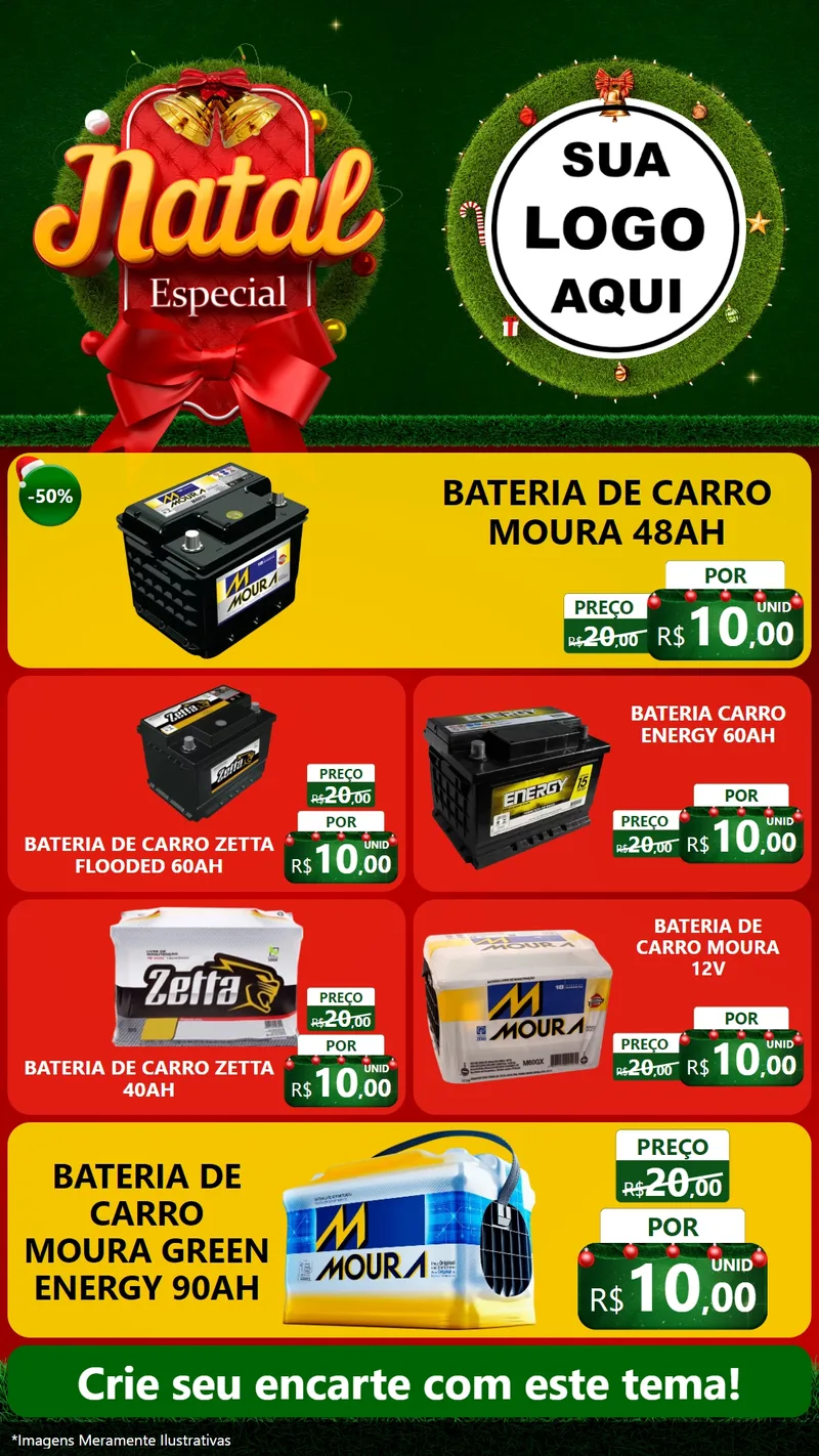 Modelo de TV para TV Vertical com o tema Natal Especial para Baterias Elétricas