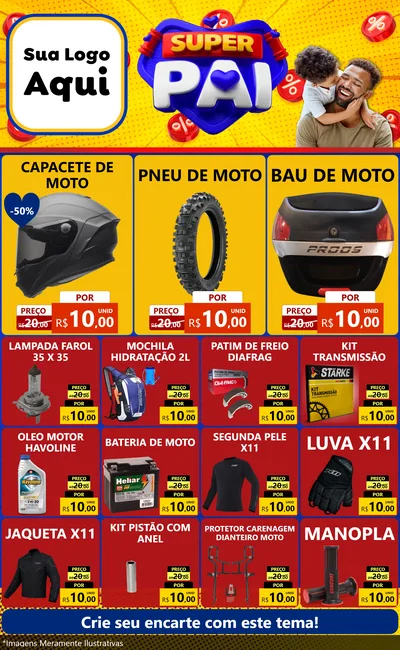 Modelo de Encarte para Encarte Grande com o tema Super Pai para Moto peças