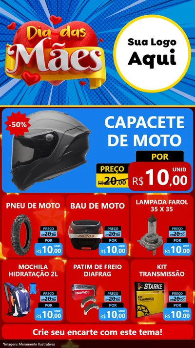 Modelo de Rede Social para Stories com o tema Dia das Mães para Moto peças