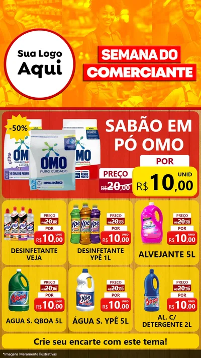 Modelo de Rede Social para Stories com o tema Semana do Comerciante para Produtos de Limpeza