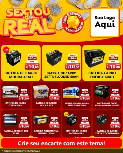 Modelo de Rede Social para Feed Instagram com o tema Sextou do Real para Baterias Elétricas